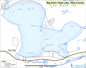 Big Arbor Vitae Lake Topographical Lake Map