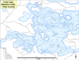 Crab Lake (1 of 2) Topographical Lake Map
