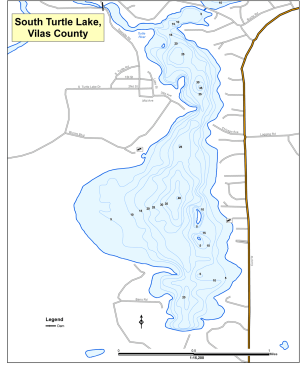 Turtle Lake (south) Topographical Lake Map