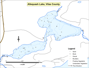 Allequash Lake Topographical Lake Map