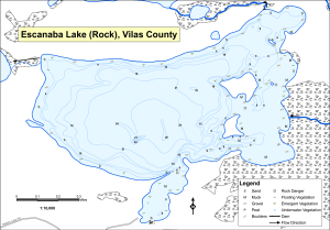 Escanaba Lake (Rock) Topographical Lake Map