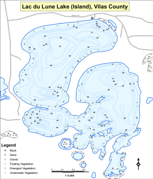 Lac du Lune (Island) Topographical Lake Map
