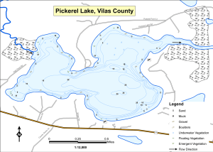 Pickerel Lake Topographical Lake Map