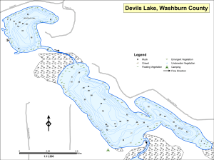 Devils Lake Topographical Lake Map