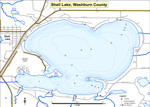 Shell Lake Topographical Lake Map