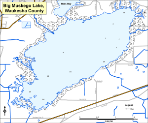 Big Muskego Lake Topographical Lake Map