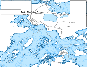 Turtle Flambeau Flowage Central Topographical Lake Map
