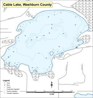 Cable Lake Topographical Lake Map