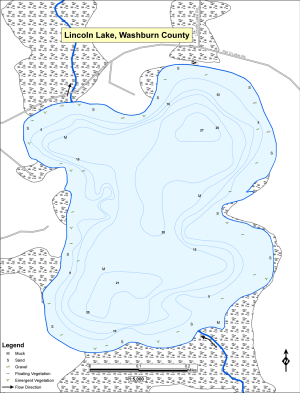 Lincoln Lake Topographical Lake Map