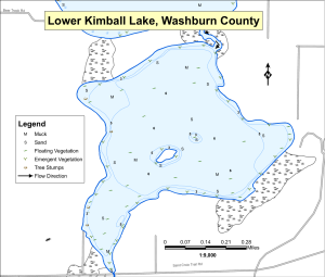 Kimball Lake, Lower Topographical Lake Map