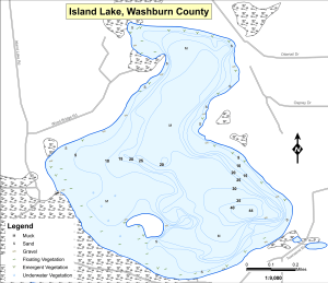 Island Lake Topographical Lake Map