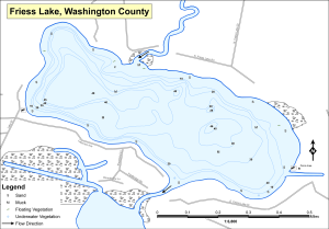 Friess Lake (Fries) Topographical Lake Map