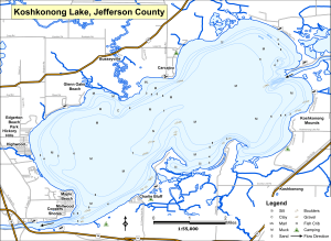 Koshkonong Lake Topographical Lake Map