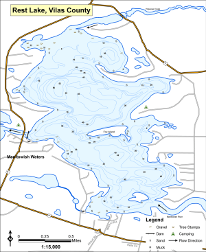 Rest Lake Topographical Lake Map