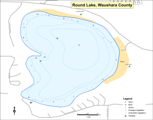 Round Lake T20NR11ES35 Topographical Lake Map